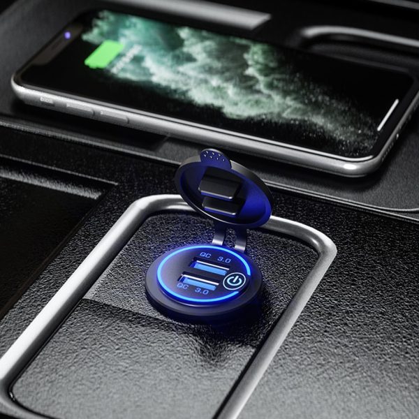 36W QC 3.0 Touch Switch Waterproof Universal Motorcycle Car Truck Boat Dual USB Charger Socket For Phone Tablet Camera GPS DVR - Image 4
