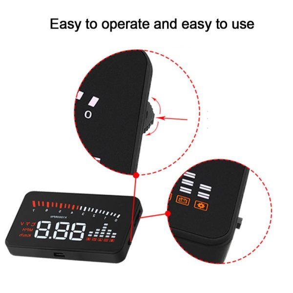 X5 Car HUD Head Up Display OBD II EOBD Automatic Matching Overspeed Warning System Projector Windshield Car Voltage Speed Alarm - Image 3