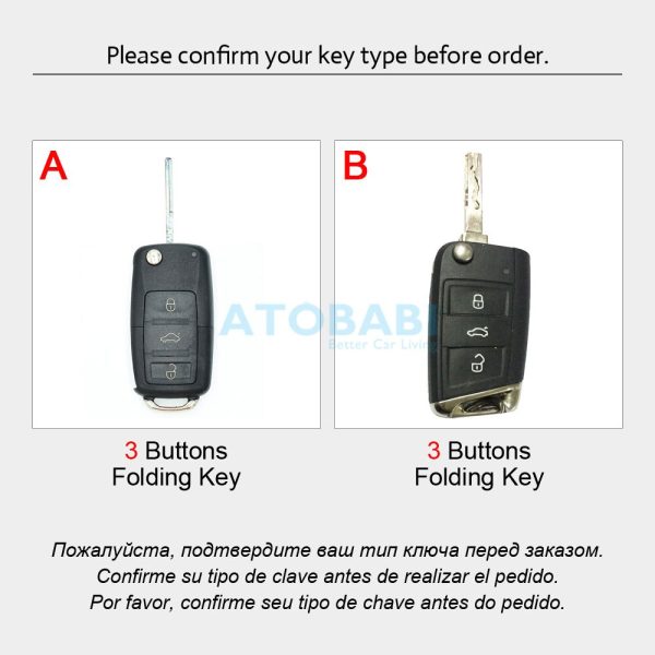 Leather Car Key Case For VW Volkswagen Polo Golf Passat Beetle Caddy T5 Up Eos Tiguan Skoda A5 SEAT Leon Altea Flip Remote Cover - Image 4