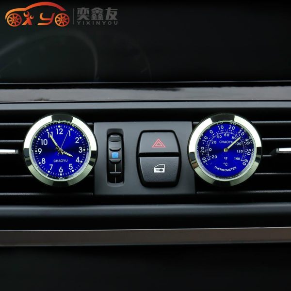 Car Thermometer Luminous Material Car clock Car Electronic Watch Car Air Conditioning Outlet Perfume Ornaments - Image 2