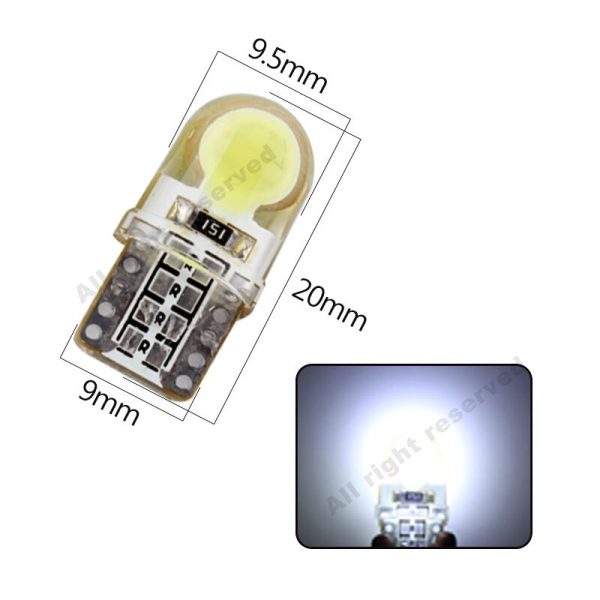 10Pcs Auto T10 Led Cold White 194 W5W LED 168 COB Silica Car Super Bright Turn Side License Plate Light Lamp Bulb DC 12V - Image 3