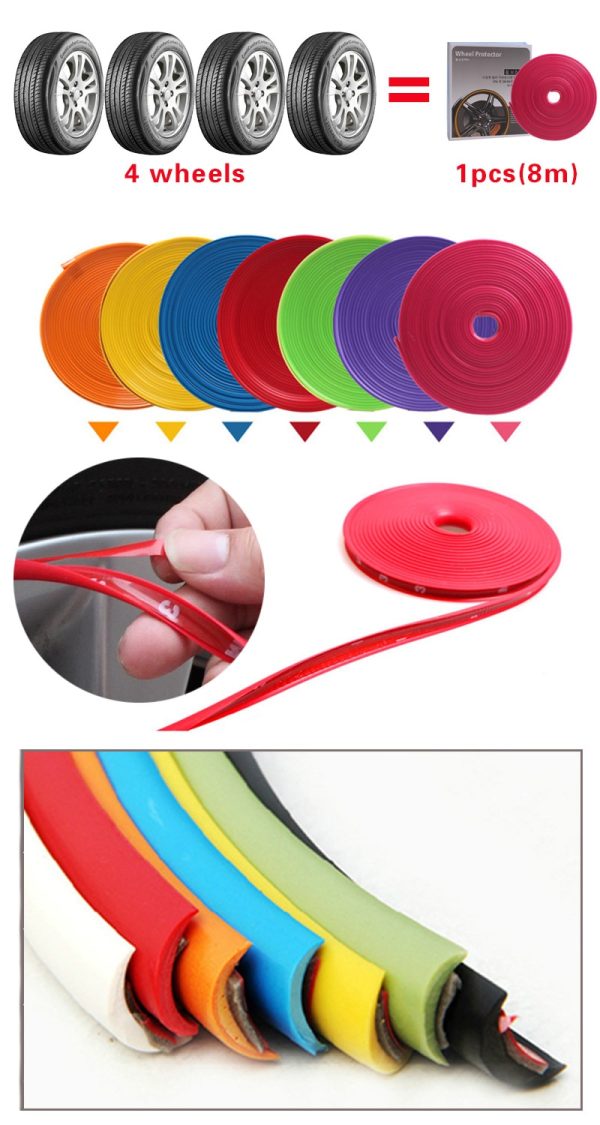 8M/Roll Car Styling Wheel Rims Protector Decor Strip Rubber Moulding Trim IPA Rimblades Car Vehicle Color Tire Guard Line - Image 2