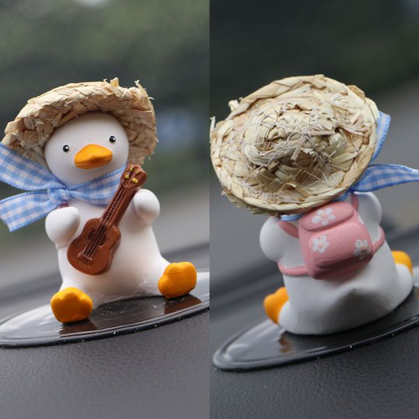 Straw Hat Glasses Duck Car Ornaments Straw Hat Local Tyrant Duck Car Ornaments Creative Straw Hat Swing Duck Car Pendant - Image 9