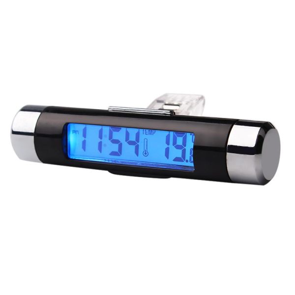 2 in 1 Air Vent Outlet Car Clock Thermometer Blue Backlight Car Styling Auto Accessories Car Digital Time LCD Display Screen - Image 5
