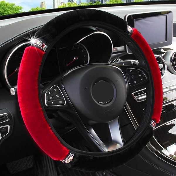 Universal 37-38cm Diameter Soft Plush Rhinestone Car Steering Wheel Cover Interior Accessories Steering-Cover Car-styling - Image 8