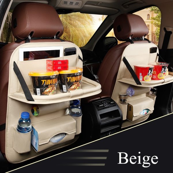 Car Seat Back Bag Folding Table Organizer Pad Drink Chair Storage Pocket Box Travel Stowing Tidying Automobile Accessories - Image 3