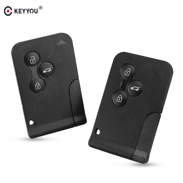 KEYYOU 3 Button Smart Card For Renault Clio Logan Megane 2 3 Koleos Scenic Card Case Black Car Key Fob Shell With Small Key - Image 5