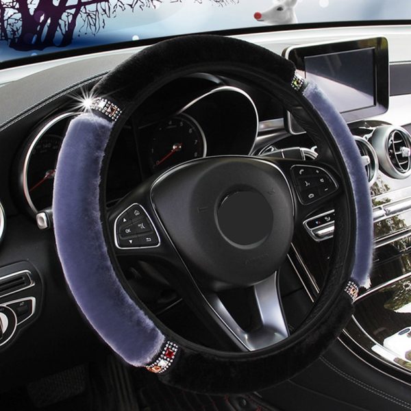 Universal 37-38cm Diameter Soft Plush Rhinestone Car Steering Wheel Cover Interior Accessories Steering-Cover Car-styling - Image 10