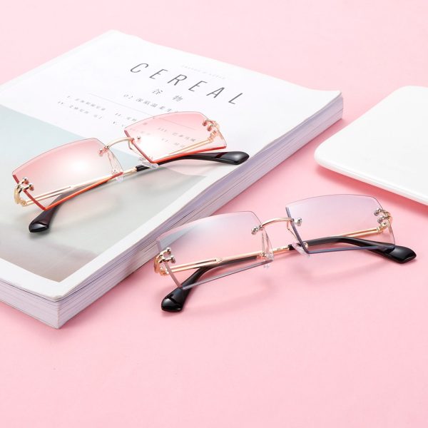 Trendy Men Women Summer Rimless Sunglasses Fashion Small Rectangle Sun Glasses Traveling Style UV400 Shades Eyewear - Image 4
