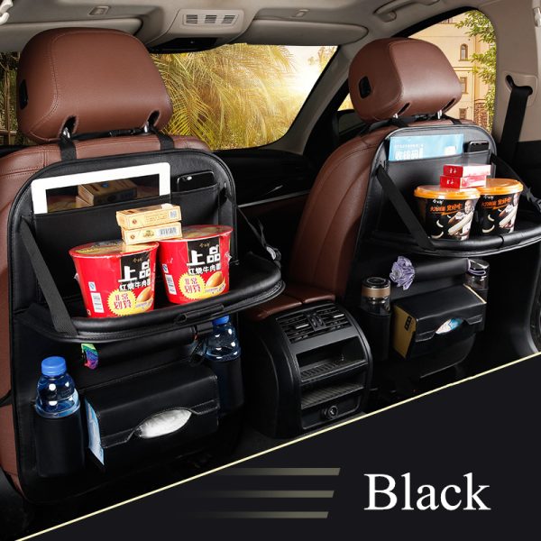 Car Seat Back Bag Folding Table Organizer Pad Drink Chair Storage Pocket Box Travel Stowing Tidying Automobile Accessories - Image 2