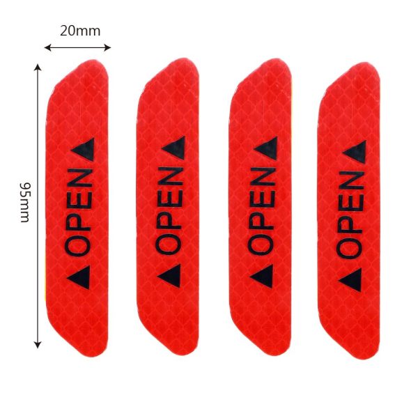 4Pcs/set Warning Mark Reflective Tape Universal Exterior Accessories Car Door Stickers OPEN Sign Safety Reflective Strips - Image 4