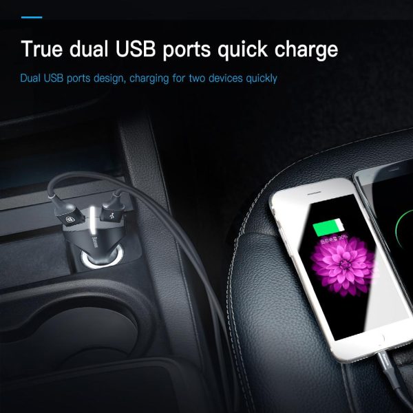 Baseus  Charge 3.0 Car Charger 5V3A Dual USB Port QC3.0 Quick Charger Mobile Phone Fast Charging Charger 2 USB Car-Charger - Image 6