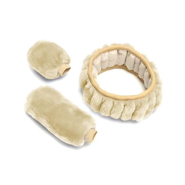 Universal Steering-wheel Plush Car Steering Wheel Covers Winter Faux fur Hand Brake & Gear Cover Set Car Interior Accessories - Image 9