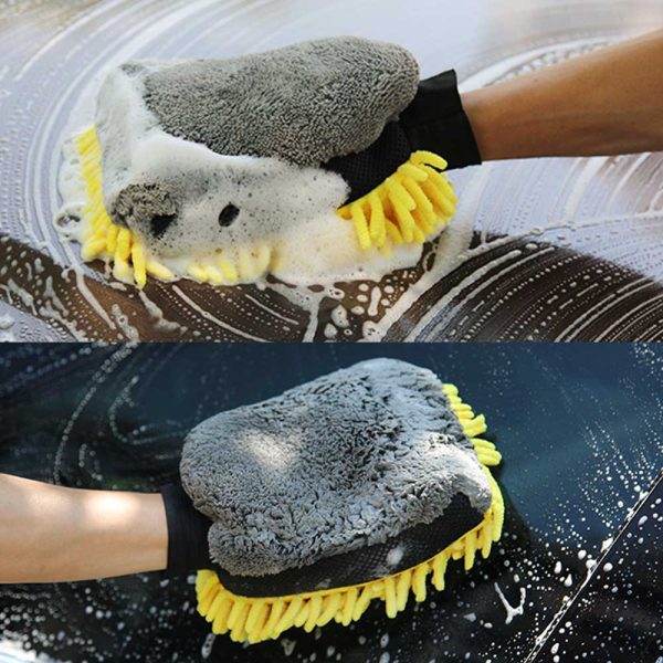 Car Wash Glove Coral Mitt Soft Anti-scratch for Car Wash Multifunction Thick Cleaning Glove Car Wax Detailing Brush Color Random - Image 2