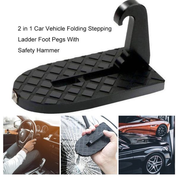 2 in 1 Foldable Car Vehicle Folding Stepping Ladder Foot Pegs Easy Access to Car Rooftop With Safety Hammer For Jeep Car SUV - Image 5