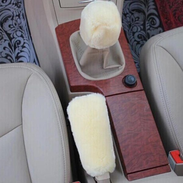 Universal Steering-wheel Plush Car Steering Wheel Covers Winter Faux fur Hand Brake & Gear Cover Set Car Interior Accessories - Image 2