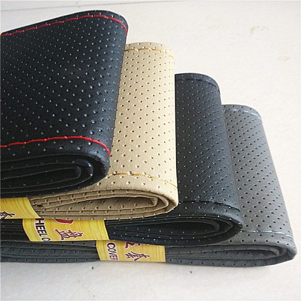 Braid On Steering Wheel Car Steering Wheel Cover With Needles and Thread Artificial leather Diameter 38cm Steering cover couvre - Image 4