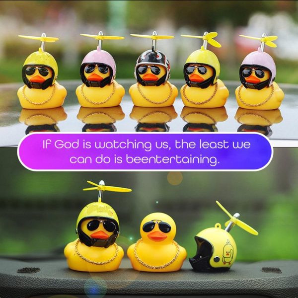 Car Duck with Helmet Broken Wind Small Yellow Duck Road Bike Motor Helmet Riding Cycling Car Accessories Decor Without Lights - Image 2