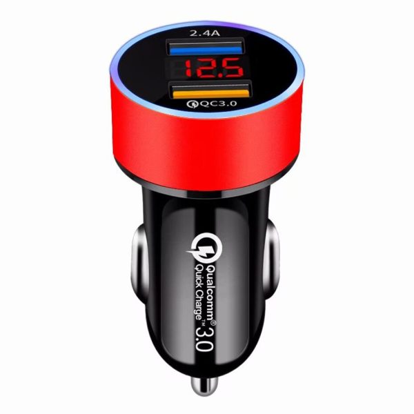 QC3.0+2.4A Dual USB Car Charger LCD Display 12-24V Cigarette Socket Lighter Fast Charger Power Auto USB Adapter Upgraded - Image 5