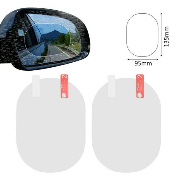 2PCS/Set Anti Fog Car Mirror Window Clear Film Anti-glare Car Rearview Mirror Protective Film Waterproof Rainproof Car Sticker - Image 2