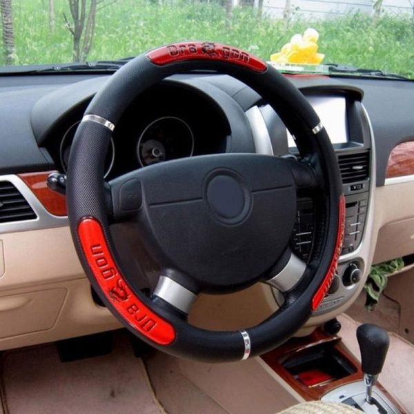 Car Steering Wheel Covers 100% Brand New Reflective Faux Leather  Elastic China Dragon Design Auto Steering Wheel Protector - Image 2