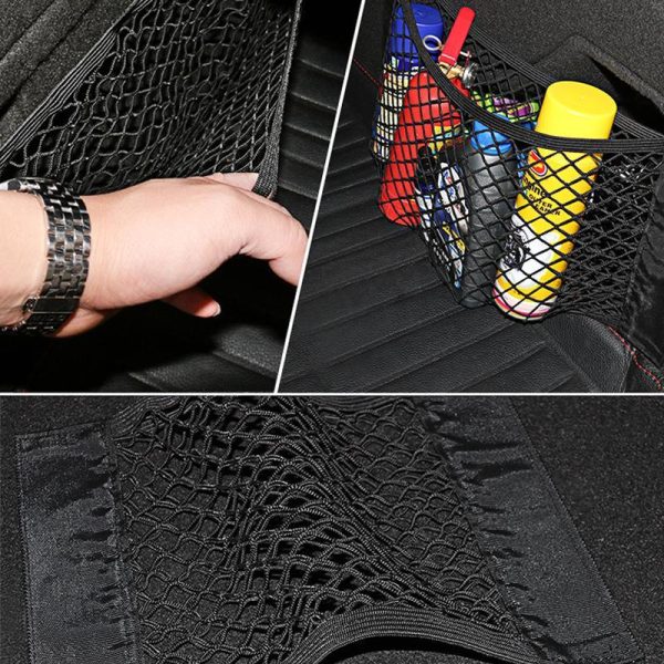 Car Back Rear Trunk Seat Storage Bag Mesh Auto Organizer double-deck Elastic String Net Magic Sticker Pocket Bag Car Accessories - Image 4