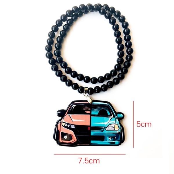 Yellow Japanese Texi Racing Car Model Trunk Badge Double Sides Printed Pendant Rearview Mirror JDM Ornament Fashion Accessory - Image 4