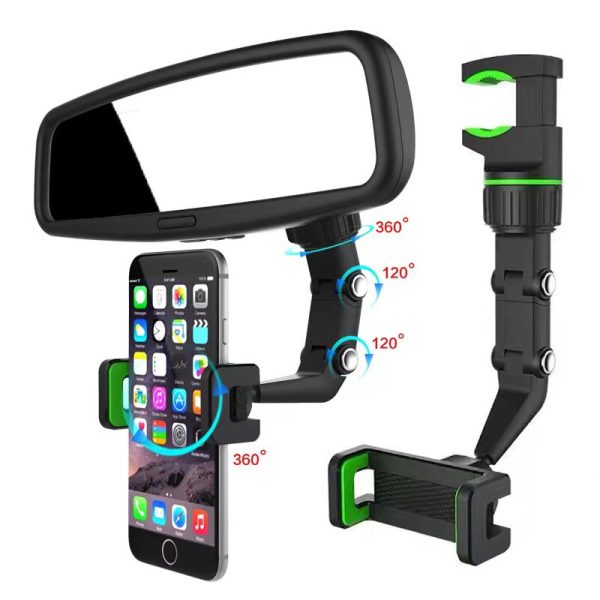 Car Phone Holder Multifunctional 360 Degree Rotatable Auto Rearview Mirror Seat Hanging Clip Bracket Cell Phone Holder for Car - Image 3