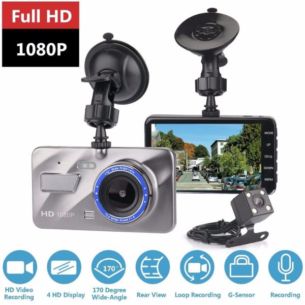 Dash Cam New Dual Lens Car DVR Camera Full HD 1080P 4 IPS Front - Image 2