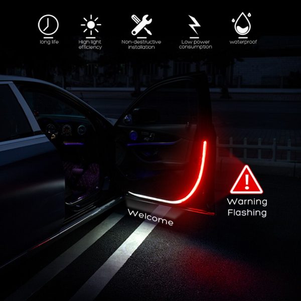 Car Door Opening Warning LED Lights Welcome Decor Lamp Strips Anti Rear-end Collision Safety Universal auto accessories - Image 3