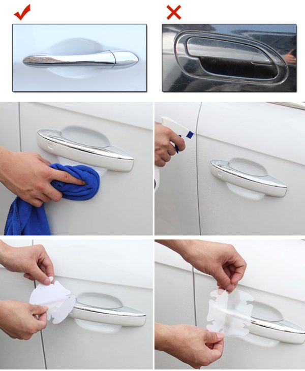 4Pcs/LOT Car Handle Protection Film Car Exterior Transparent Sticker Automotive Auto Accessories Car Styling Car sticker - Image 4