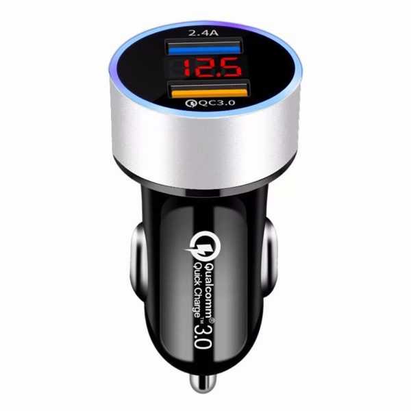 QC3.0+2.4A Dual USB Car Charger LCD Display 12-24V Cigarette Socket Lighter Fast Charger Power Auto USB Adapter Upgraded - Image 3