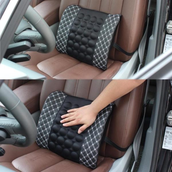 Car Lumbar Support Pillow 12V Electric Massage Auto Seat Back Relaxation Office Chair Waist Lumbar Support Cotton Cushion Pillow - Image 3