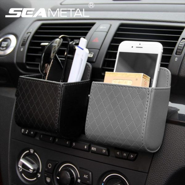 Car Organizer Box Bag Air Outlet Dashboard Hanging Leather Universal Car Mobile Phone Holder In Automobile Interior Accessories - Image 2