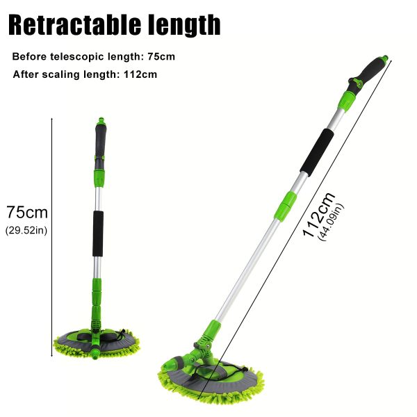 2 in 1 Car Wash Mop Mitt with Long Handle Chenille Microfiber Car Wash Dust Brush Extension Pole 75-112cm Scratch Cleaning Tool - Image 6