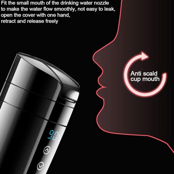 70W Real-time Temperature Vehicle Heating Cup 12V 24V Waterproof Stainless Steel Car Kettle Water Heater Car Mug Travel Kettle - Image 2