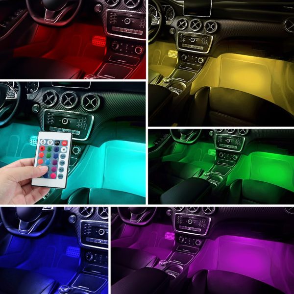 4pcs Car RGB LED Strip Light LED Strip Lights Colors Car Styling Decorative Atmosphere Lamps Car Interior Light With Remote - Image 6