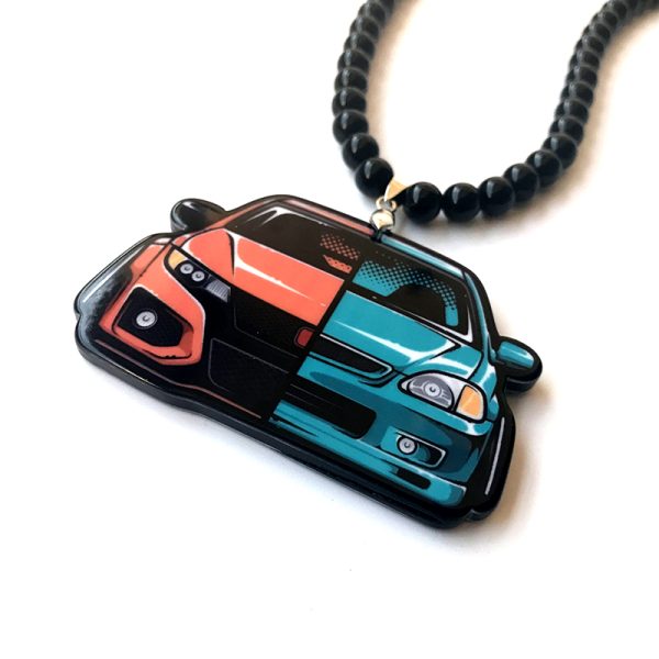 Yellow Japanese Texi Racing Car Model Trunk Badge Double Sides Printed Pendant Rearview Mirror JDM Ornament Fashion Accessory - Image 3