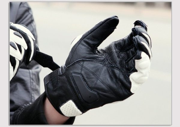 Motorcycle Gloves black Racing Genuine Leather Motorbike white Road Racing Team Glove men summer winter - Image 3