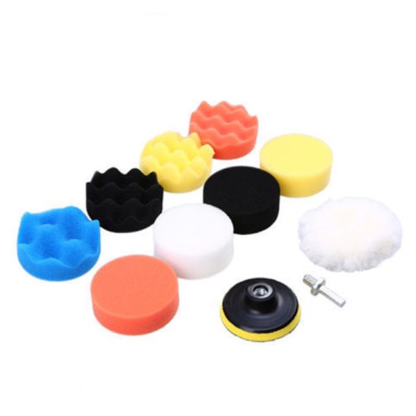 3inch Car Polishing Disc 11Pcs/Set Self-Adhesive   Buffing Waxing Sponge Wool Wheel Polishing Pad For Car Polisher Drill Adapter - Image 2