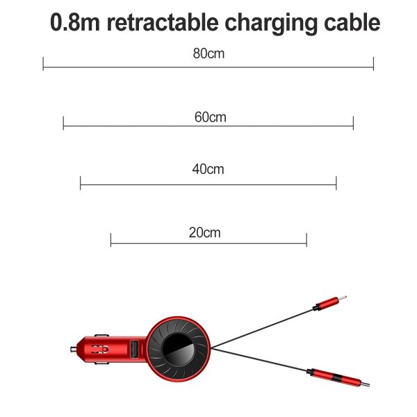3-IN-1 Car Charger Mobile Phone  Adapter For IOS/Android/Type-C USB Retractable Charging Cable 4.2A Fast Charing For Truck - Image 6