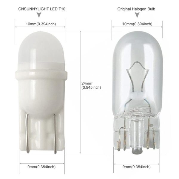 CNSUNNYLIGHT Newest Ceramic Base T10 W5W LED Car Interior Light Marker 12V Wedge Parking Dome Bulbs Mini Size White 6000K - Image 4