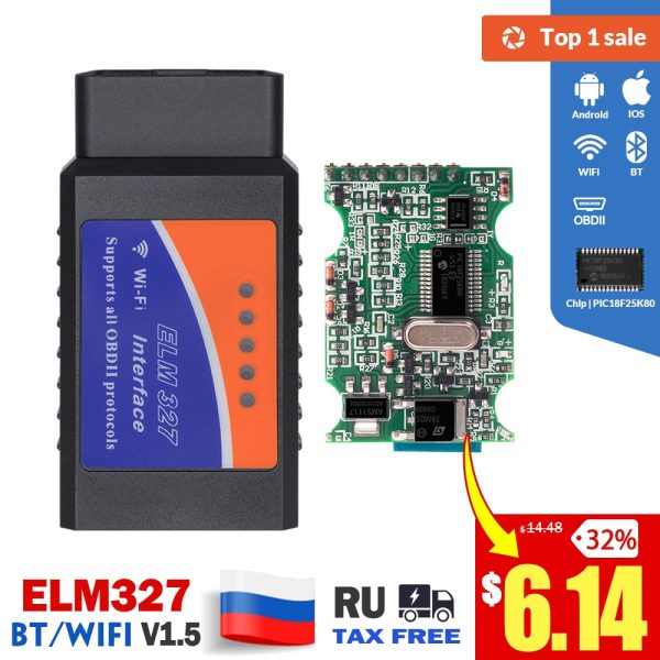 ELM327 V1.5 OBD2 Scanner Bluetooth/wifi PIC18F25K80 Car Diagnostic Tool for Android IOS Mini ELM 327 OBD OBDII Code Reader - Image 7