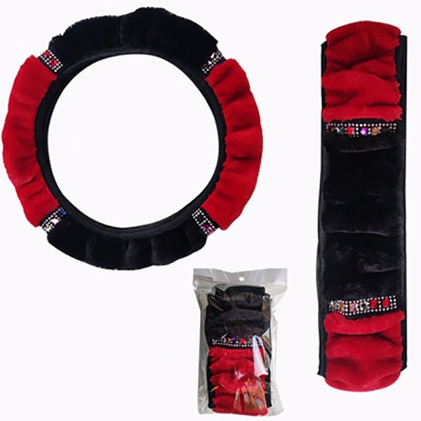 Universal 37-38cm Diameter Soft Plush Rhinestone Car Steering Wheel Cover Interior Accessories Steering-Cover Car-styling - Image 6