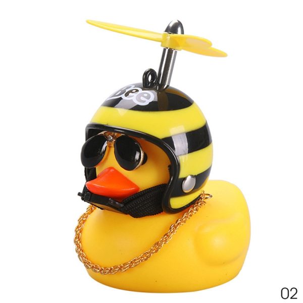 Car Duck with Helmet Broken Wind Small Yellow Duck Road Bike Motor Helmet Riding Cycling Car Accessories Decor Without Lights - Image 8