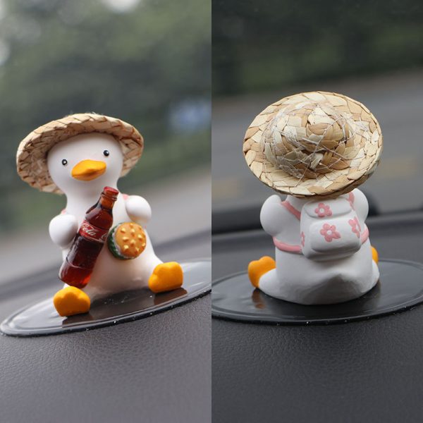 Straw Hat Glasses Duck Car Ornaments Straw Hat Local Tyrant Duck Car Ornaments Creative Straw Hat Swing Duck Car Pendant - Image 7