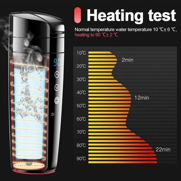 70W Real-time Temperature Vehicle Heating Cup 12V 24V Waterproof Stainless Steel Car Kettle Water Heater Car Mug Travel Kettle - Image 3