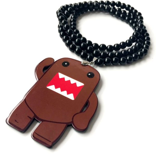 Brown DOMO KUN Badge Fashion Pendant Car Styling JDM Interior Rearview Mirror Ornament Beads Hellaflush Charm Hip Hop Necklace - Image 3
