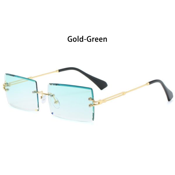 Trendy Men Women Summer Rimless Sunglasses Fashion Small Rectangle Sun Glasses Traveling Style UV400 Shades Eyewear - Image 8