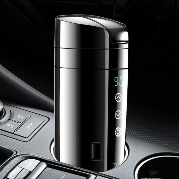 70W Real-time Temperature Vehicle Heating Cup 12V 24V Waterproof Stainless Steel Car Kettle Water Heater Car Mug Travel Kettle - Image 6